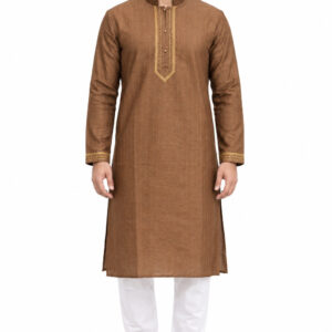 RIVAZ Brown Kurta Pyjama for Men , 12181, full front view