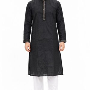 RIVAZ Black Kurta Pyjama for Men , 12349, full front view