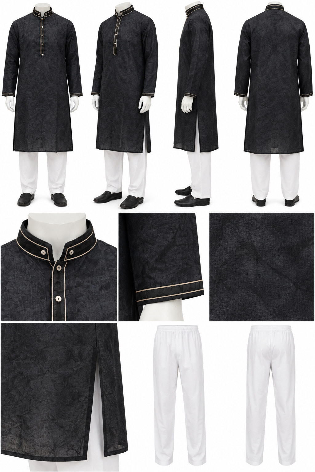 RIVAZ Black Kurta Pyjama for Men , 12349, detail view