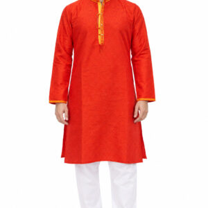 RIVAZ red kurta pyjama for men 14618 – front view