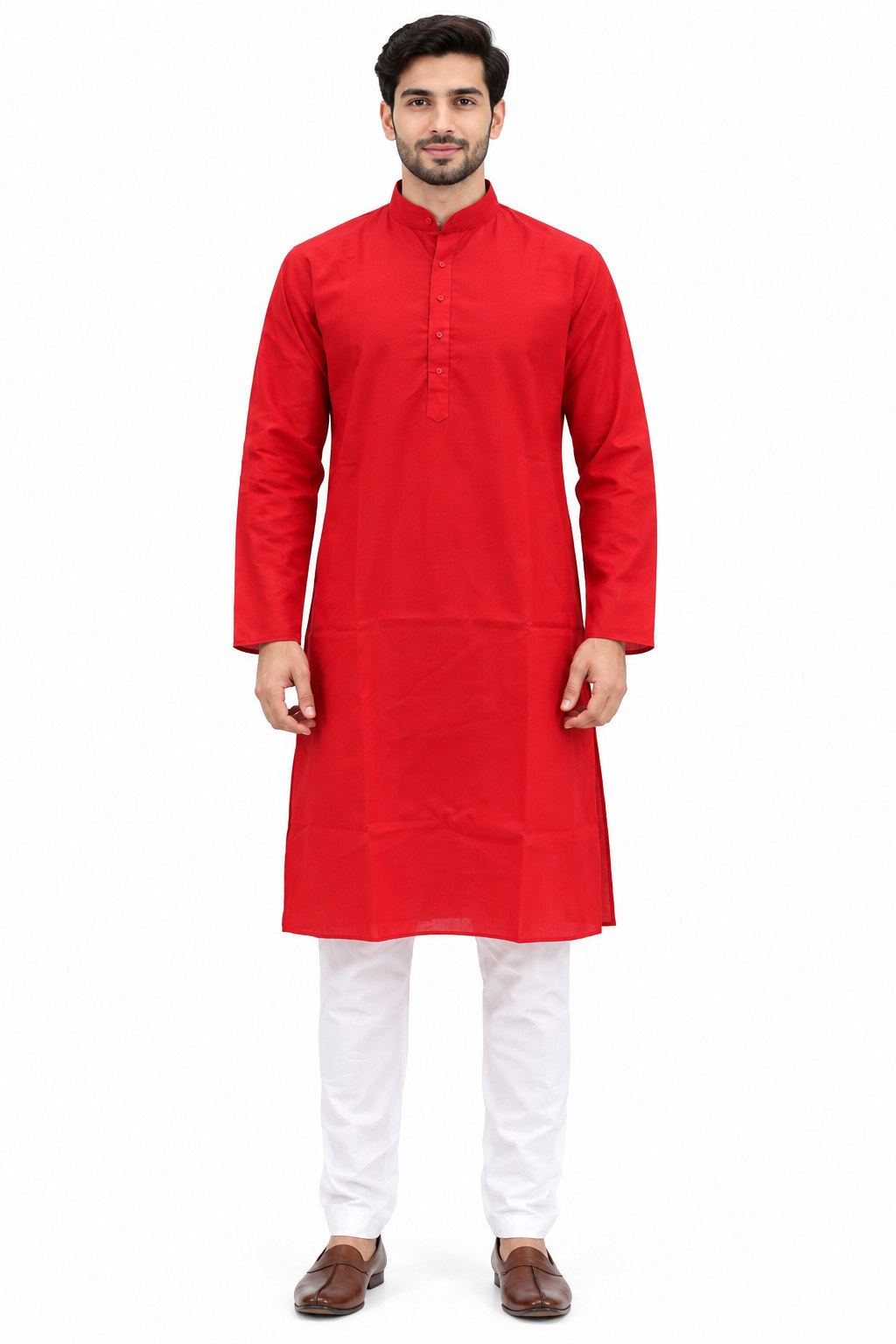 RIVAZ Red Kurta Pyjama for Men , 25876, full front view