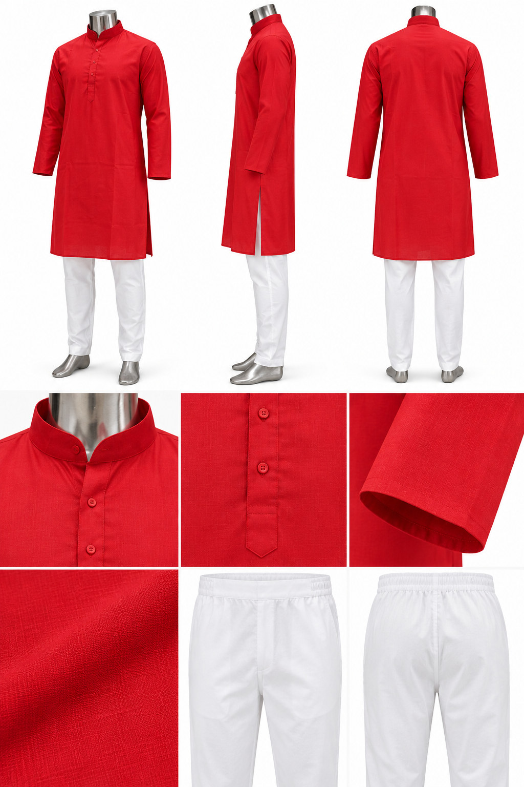 RIVAZ Red Kurta Pyjama for Men , 25876, detail view