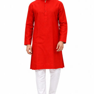 RIVAZ red kurta pyjama for men 25892 – front view