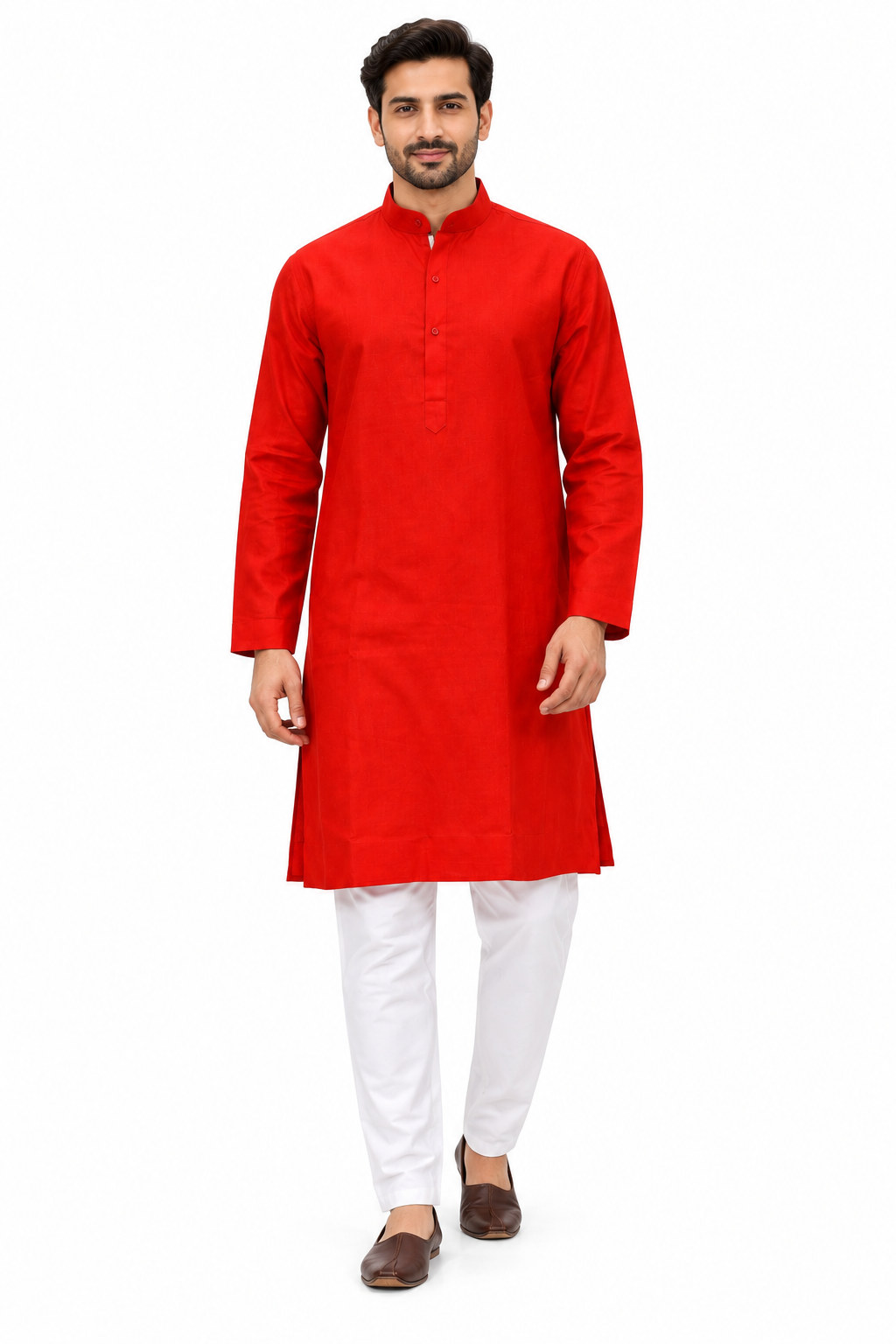 RIVAZ Red Kurta Pyjama for Men , 25892, full front view