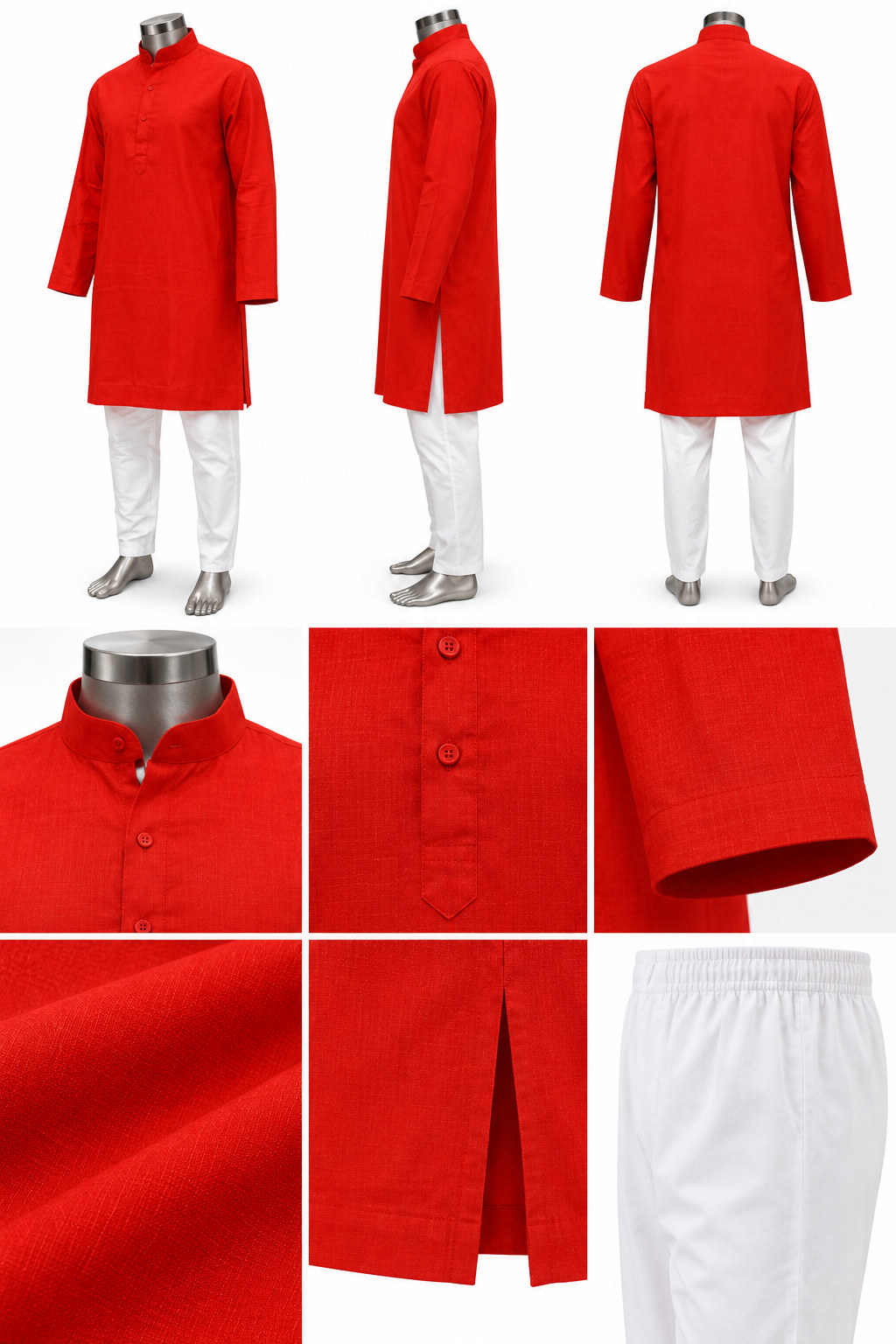 RIVAZ Red Kurta Pyjama for Men , 25892, detail view
