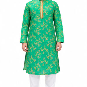 RIVAZ Bright Green Kurta Pyjama for Men , 31316-2, full front view