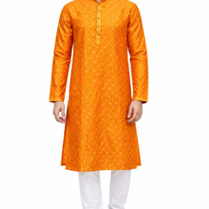 RIVAZ Orange Kurta Pyjama for Men , 31316-3, full front view