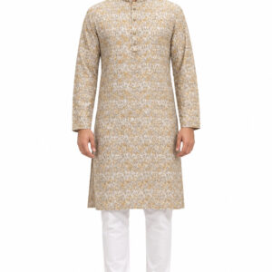 RIVAZ Beige Kurta Pyjama for Men , 39996, full front view