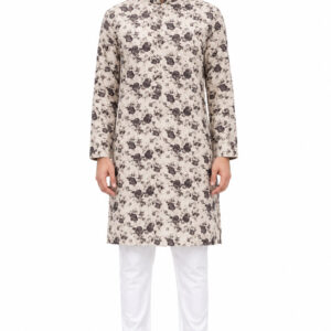 RIVAZ Cream Kurta Pyjama for Men , 39997, full front view