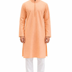RIVAZ Peach Kurta Pyjama for Men , 40557, full front view