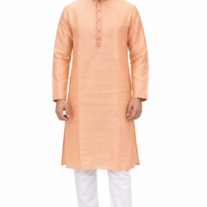 RIVAZ Peach Kurta Pyjama for Men , 42229, full front view