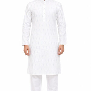 RIVAZ White Kurta Pyjama for Men , 46673, full front view