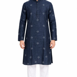 RIVAZ Navy Blue Kurta Pyjama for Men , 51240, full front view