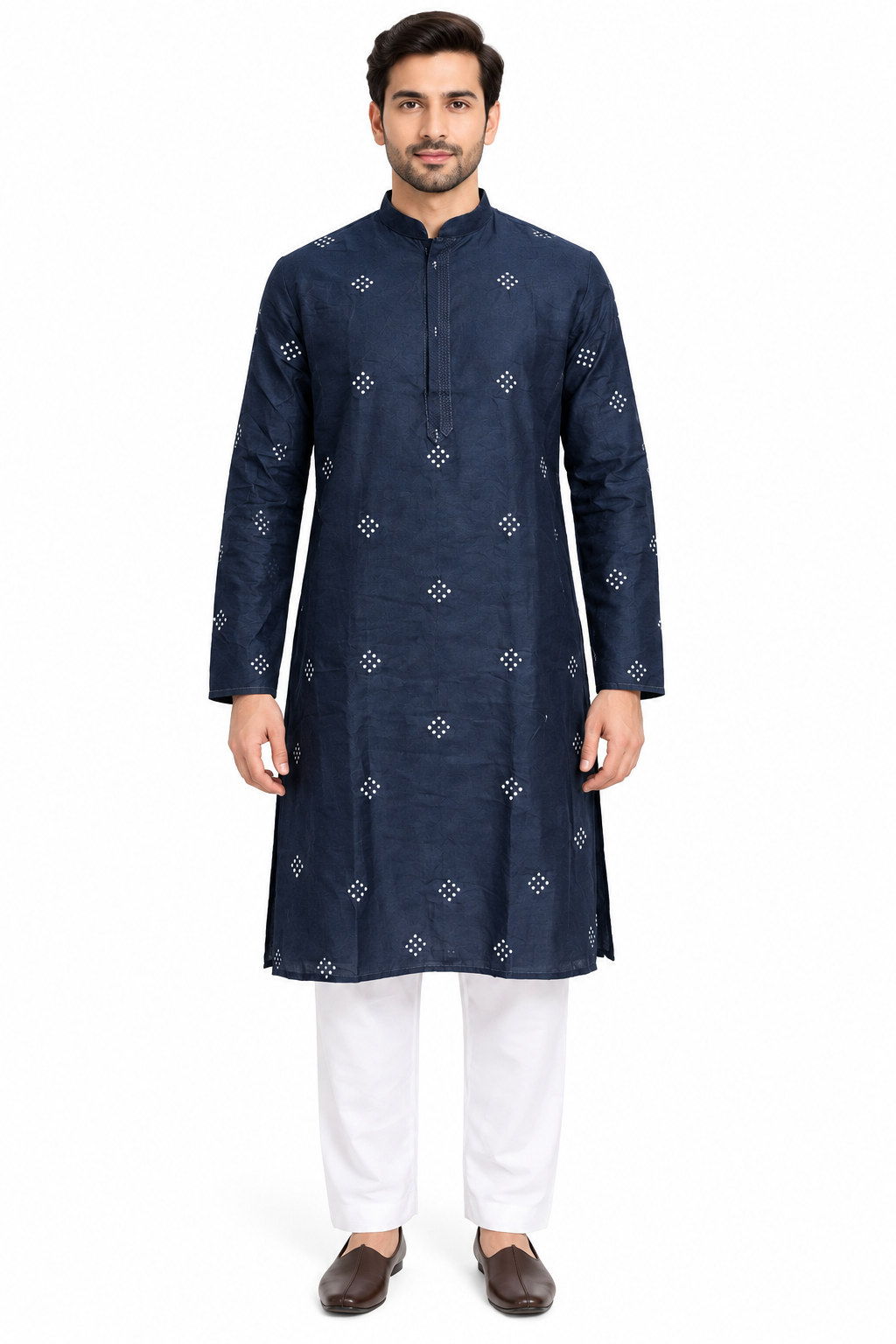 RIVAZ Navy Blue Kurta Pyjama for Men , 51240, full front view