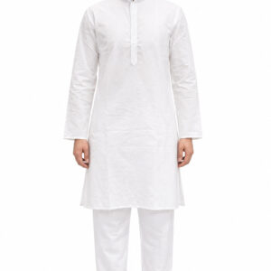 RIVAZ White Kurta Pyjama for Men , 51699, full front view