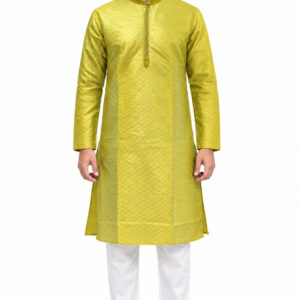 RIVAZ Lime Green Kurta Pyjama for Men , 52119, full front view