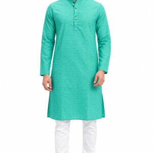 RIVAZ Turquoise Kurta Pyjama for Men , 52128, full front view