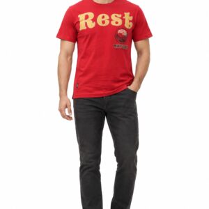 RIVAZ red rost graphic T-shirt for men, front view, code 55863