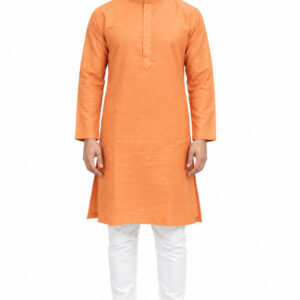 RIVAZ Peach Orange Kurta Pyjama for Men , 57539-4, full front view