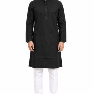 RIVAZ Black Kurta Pyjama for Men , 57539-6, full front view