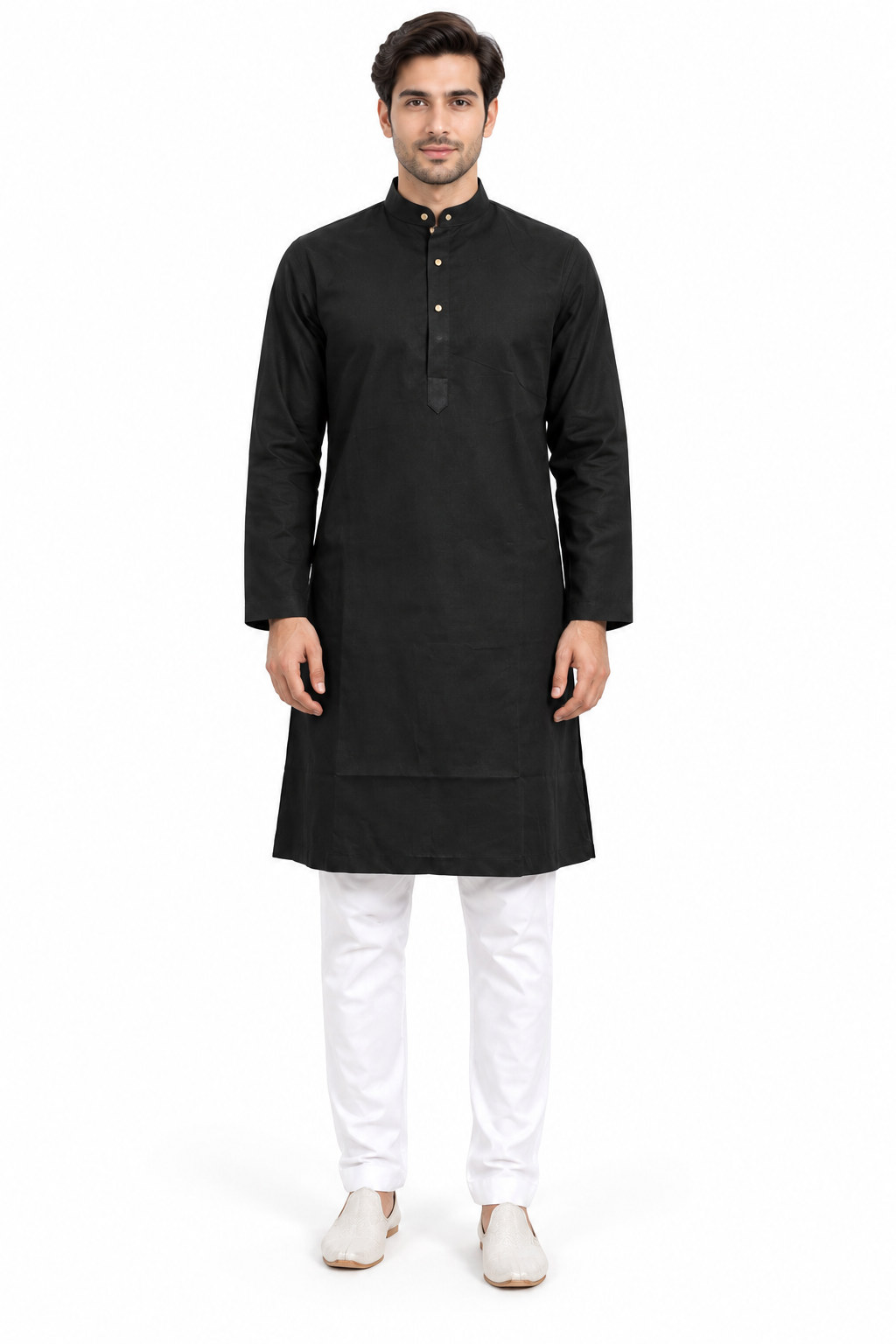 RIVAZ Black Kurta Pyjama for Men , 57539-6, full front view