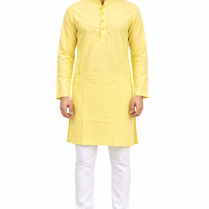 RIVAZ Pale Yellow Kurta Pyjama for Men , 57539-7, full front view