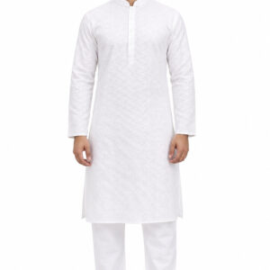 RIVAZ white kurta pyjama for men 57544 – front view