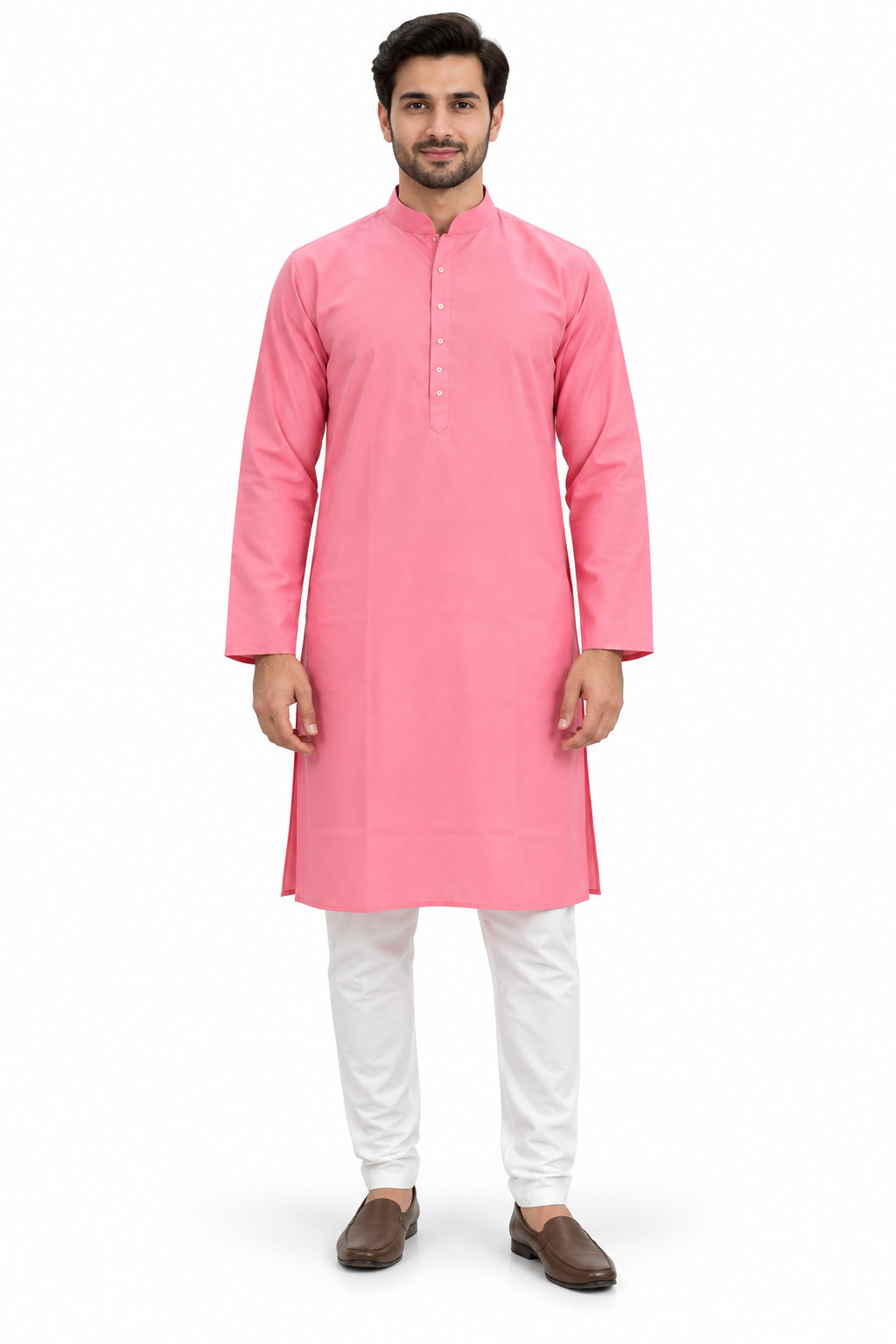 RIVAZ Pink Kurta Pyjama for Men , 57565, full front view