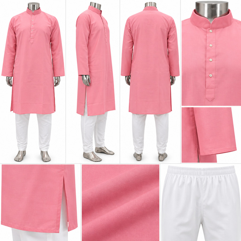 RIVAZ Pink Kurta Pyjama for Men , 57565, detail view