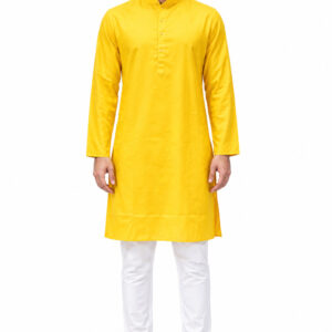 RIVAZ Golden Yellow Kurta Pyjama for Men , 57566-1, full front view