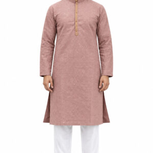 RIVAZ Dusty Mauve Kurta Pyjama for Men , 57737, full front view