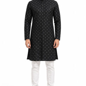 RIVAZ Black Kurta Pyjama for Men , 59640, full front view