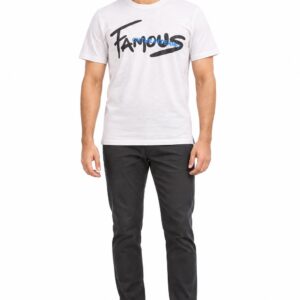 RIVAZ white famous graphic T-shirt for men, front view, code 60093 White