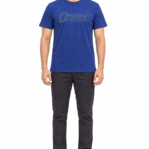 RIVAZ blue tonal graphic T-shirt for men, front view, code 60100 Blue