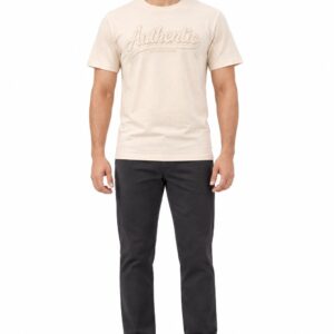 RIVAZ cream tonal graphic T-shirt for men, front view, code 60100 Cream