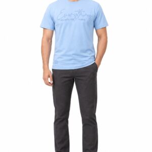 RIVAZ light blue tonal graphic T-shirt for men, front view, code 60100 Light Blue