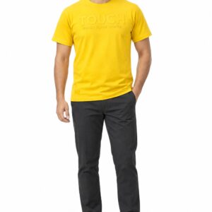 RIVAZ yellow tonal graphic T-shirt for men, front view, code 60100 Yellow