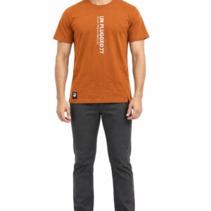 RIVAZ orange vertical graphic T-shirt for men, front view, code 60110 Orange