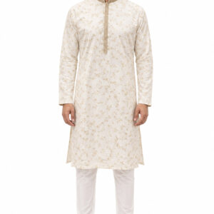 off-white kurta pyjama for men – RIVAZ 60848 front view
