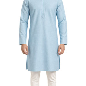 RIVAZ powder blue men’s kurta pyjama set, full-length front view, code 60853