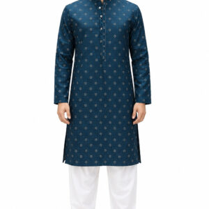 RIVAZ Deep teal Textured Look Kurta Pyjama Set , 60900, full front view