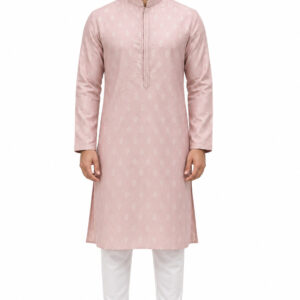 RIVAZ dusty pink men’s kurta pyjama set, full-length front view, code 60905-1