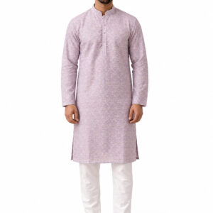 light lavender kurta pyjama for men – RIVAZ 61221 front view