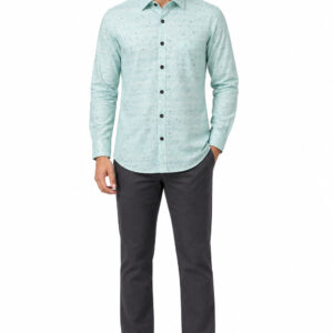 RIVAZ Light mint Subtle Print Men’s Shirt – 3 – front view