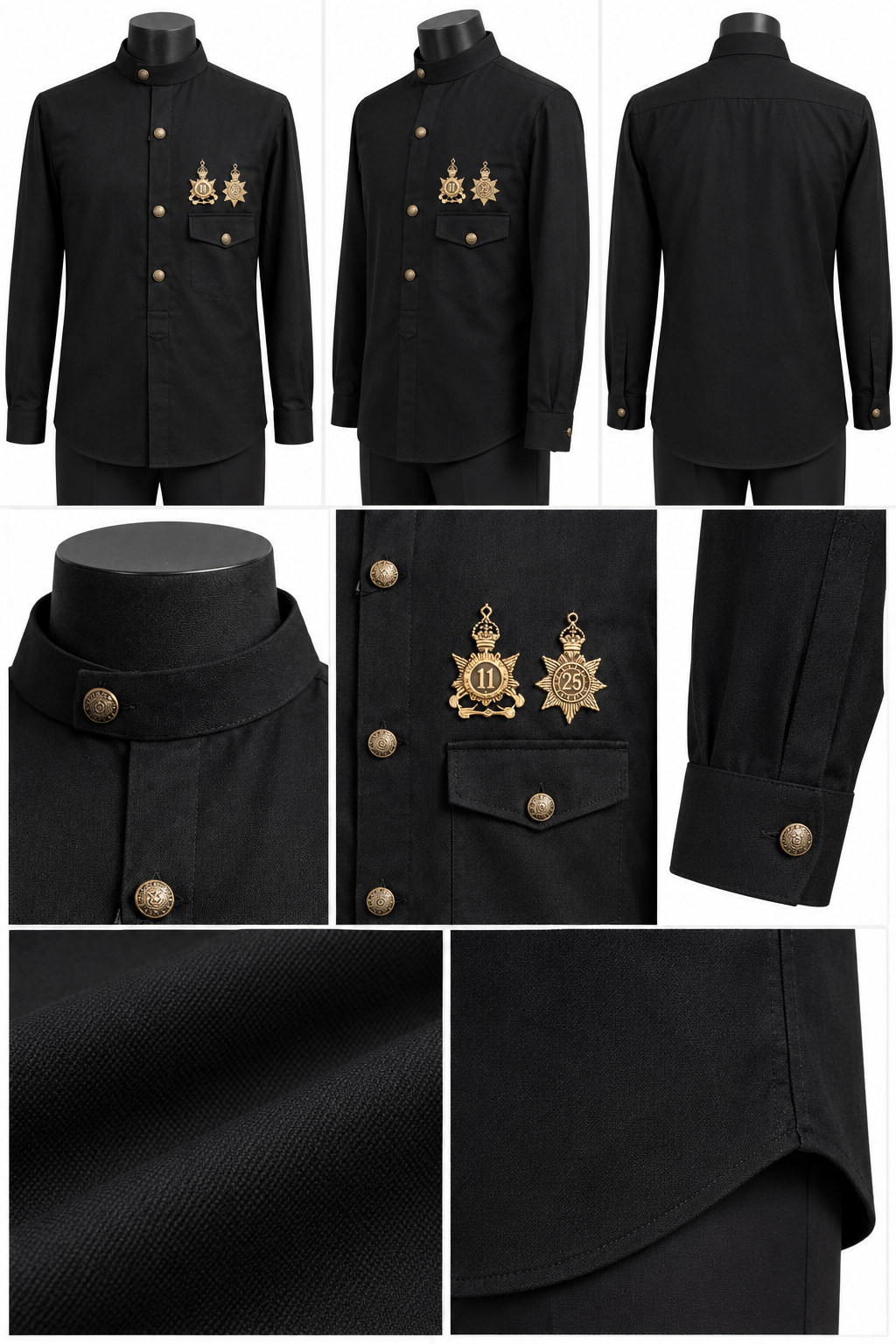 RIVAZ Black Small Embroidered Motif Men’s Shirt – 40904 – design and garment details