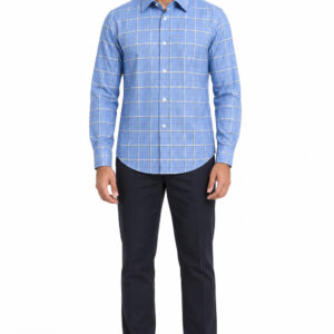RIVAZ Light blue Check Men’s Shirt – 42420 – front view