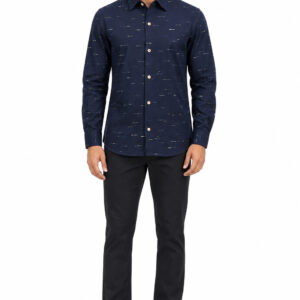 RIVAZ Navy blue Subtle Print Men’s Shirt – 44422-1 – front view