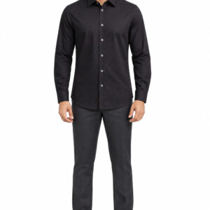 RIVAZ Black Plain Men’s Shirt – 45090-GREY – front view