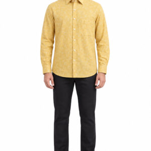 RIVAZ Mustard yellow Subtle Print Men’s Shirt – 46421 – front view