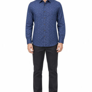 RIVAZ Blue Subtle Print Men’s Shirt – 46887-GREY – front view